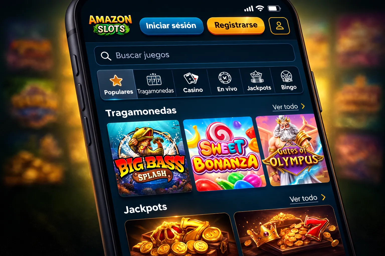 Aplicación de casino online para Android y iOS con interfaz optimizada para móvil en España
